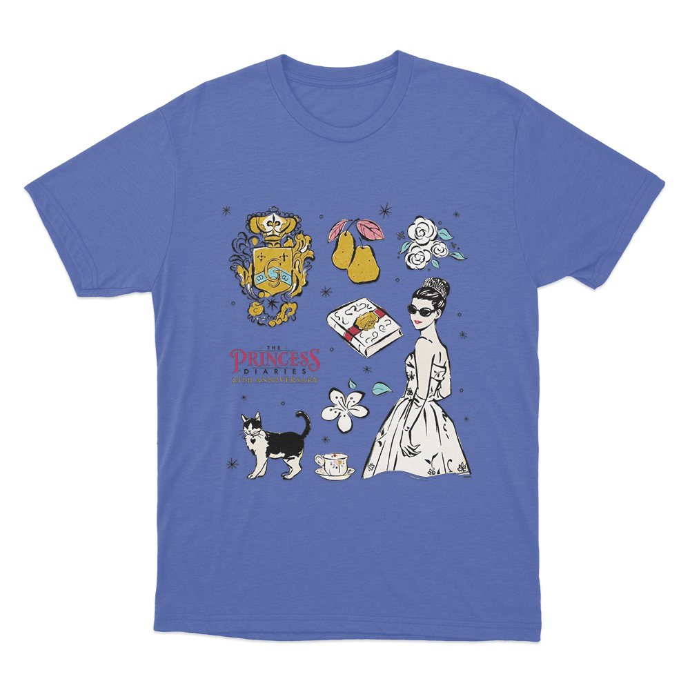 The Princess Diaries Mia Collage 25th Anniversary Unisex T Shirt Blue The Princess Diaries Mia Collage 25th Anniversary Unisex T Shirt Blue