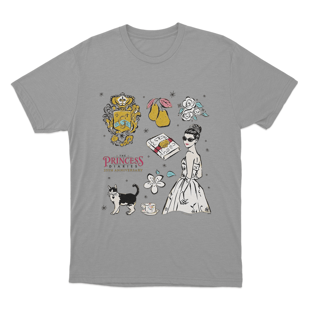 The Princess Diaries Mia Collage 25th Anniversary Unisex T Shirt Grey The Princess Diaries Mia Collage 25th Anniversary Unisex T Shirt Grey