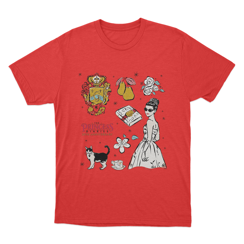 The Princess Diaries Mia Collage 25th Anniversary Unisex T Shirt Red The Princess Diaries Mia Collage 25th Anniversary Unisex T Shirt Red