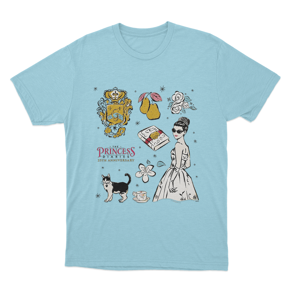 The Princess Diaries Mia Collage 25th Anniversary Unisex T Shirt Sky Blue The Princess Diaries Mia Collage 25th Anniversary Unisex T Shirt Sky Blue