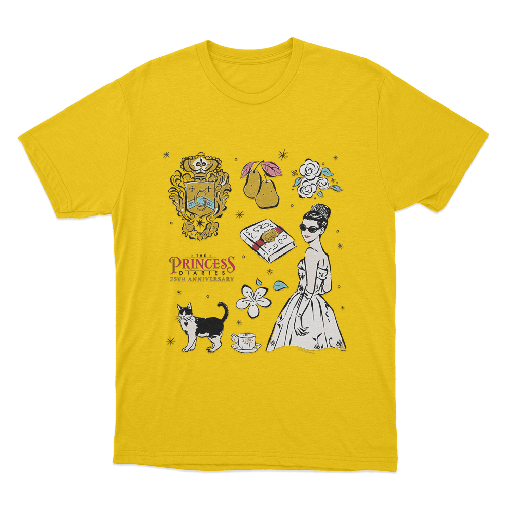 The Princess Diaries Mia Collage 25th Anniversary Unisex T Shirt Yellow The Princess Diaries Mia Collage 25th Anniversary Unisex T Shirt Yellow
